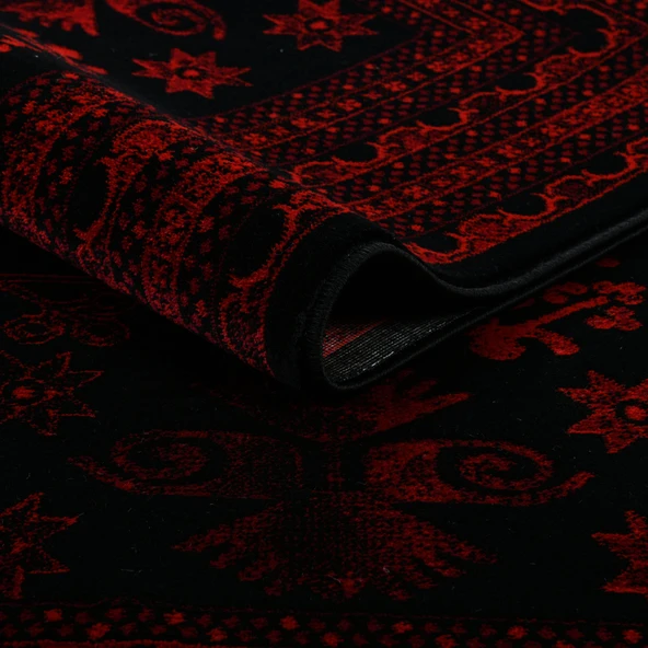 Yağcıbedir Afgan Türkmen Otantik Desenli Dokuma Bordo Oturma Odası Salon Mutfak Halısı 3671H_ZS47 - 4