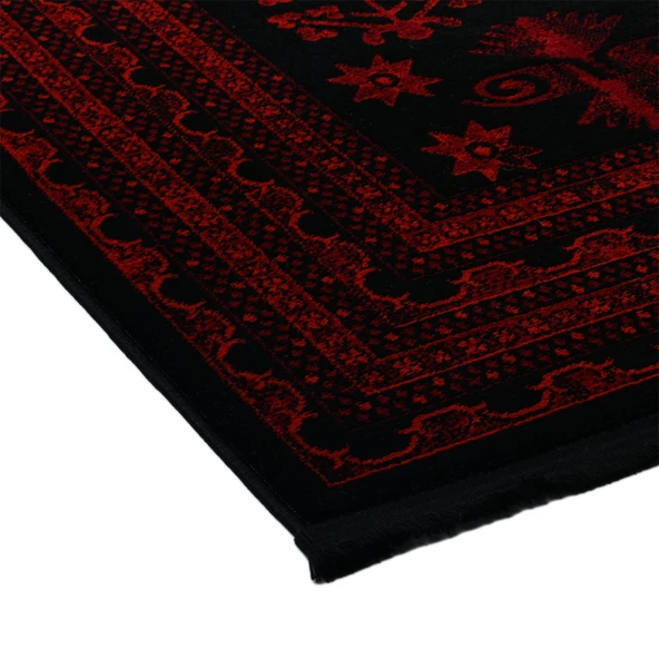 Yağcıbedir Afgan Türkmen Otantik Desenli Dokuma Bordo Oturma Odası Salon Mutfak Halısı 3671H_ZS47 - 5