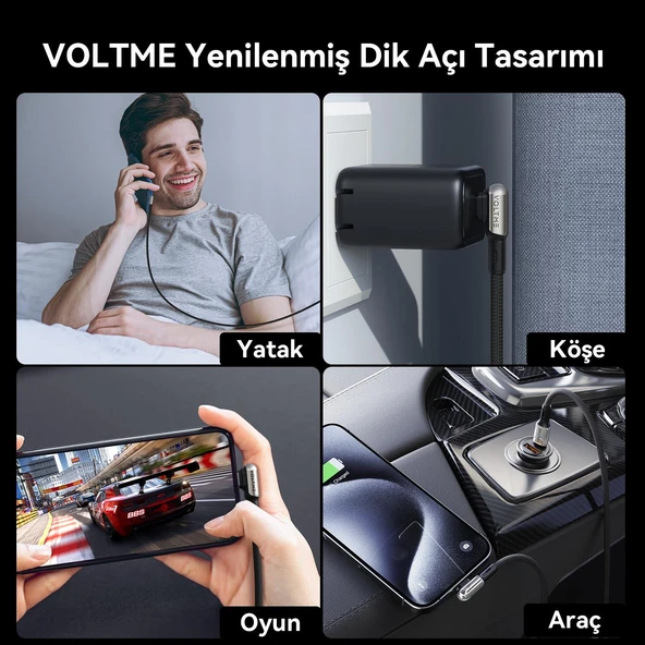 VOLTME C2070 Stark 60W Type-C Şarj Kablosu 2M 3A-Siyah - 4