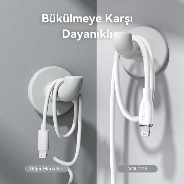 VOLTME C2088 Powerlink Moss 60W USB to Lightning Şarj Kablosu 1.2M 3A- Beyaz - 5