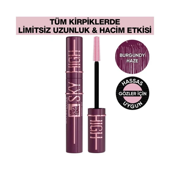 Maybellıne Cıls Sensatıonal Sky Hıgh Mascara Burgundy Haze