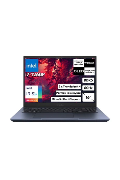ASUS ExpertBook B5 i7-1260P 16 GB 512 GB SSD 16" OLED  W11H B5602CBA-i7126016512DS BT18