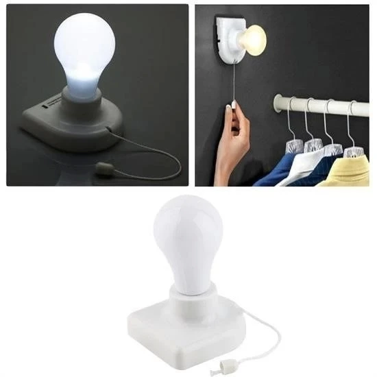 Pratik Pilli Aç Kapa İpli Çek Yak Taşınabilir Led Ampül Lamba - 3