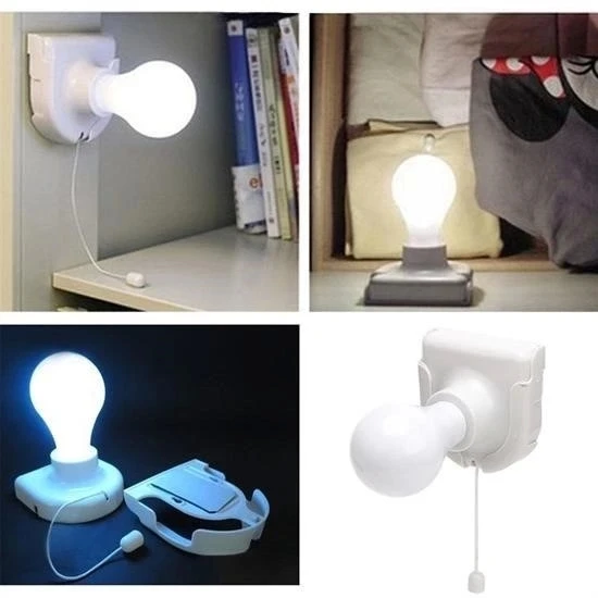 Pratik Pilli Aç Kapa İpli Çek Yak Taşınabilir Led Ampül Lamba - 7