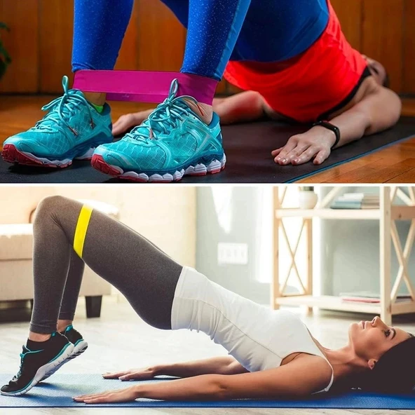 5li Egzersiz Direnç Bant Seti Pilates Crossfit Ekipmanları - 3