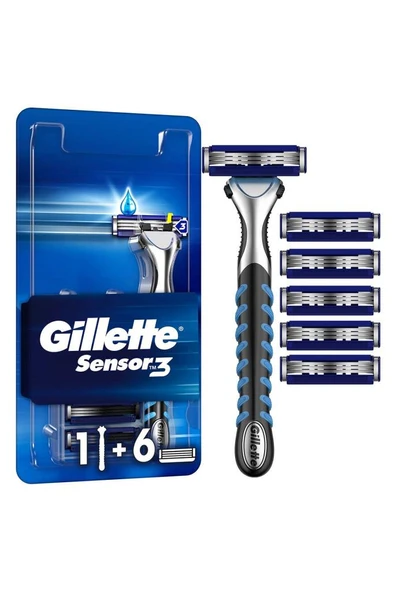 Gillette Sensor3 Tıraş Makinesi + 6 Yedek Tıraş Bıçağı