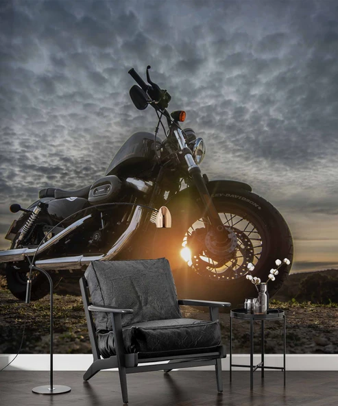 Motorsiklet Bulut Manzaralı Duvar Kağıdı - Resim 5