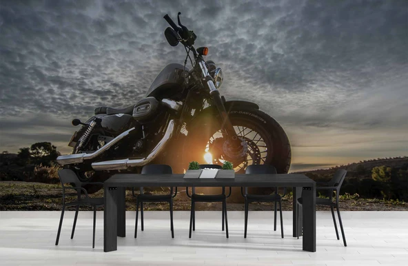 Motorsiklet Bulut Manzaralı Duvar Kağıdı - Resim 4