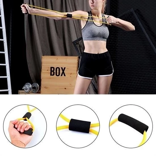 8 Şeklinde Direnç Bandı Yoga Plates Ve Vücut Geliştirme Egzersiz Bandı - 3