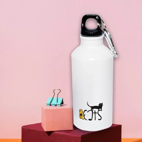 Biggdesign Cats Karabinerli Alüminyum Matara 400 Ml - 3