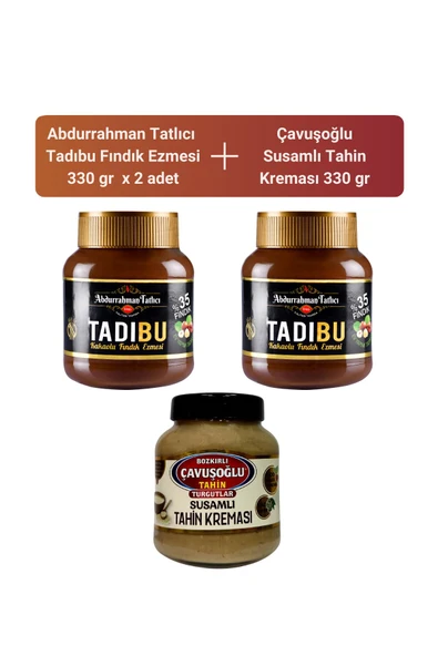 Abdurrahman Tatlıcı Tadıbu 330 gr x 2 Adet + Çavuşoğlu Susamlı Tahin Kreması 330 gr