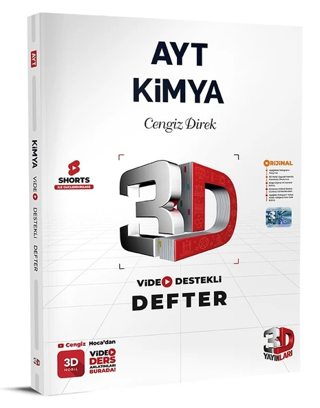 3D Yayınları 2024 Ayt Kimya Video Destekli Defter 2024