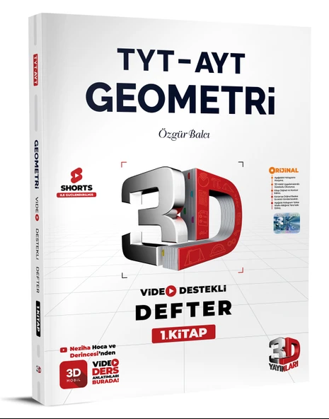 3D Yayınları 2024 Tyt Geometri 1. Kitap Video Destekli Defter 2024