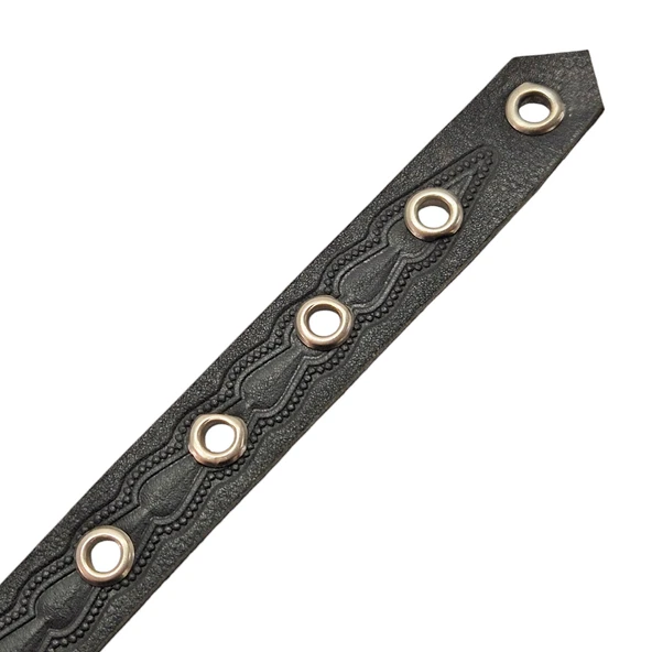 Deri Köpek Boyun Tasması Küçük Irk 48cm Kilitli Karabinalı Tasma - 4