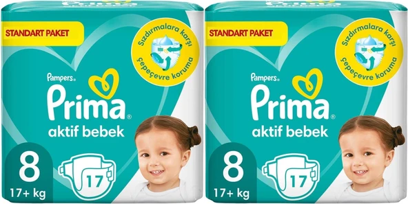 Prima Bebek Bezi Beden:8 (17+KG) XXX Large 34 Adet Standart Pk