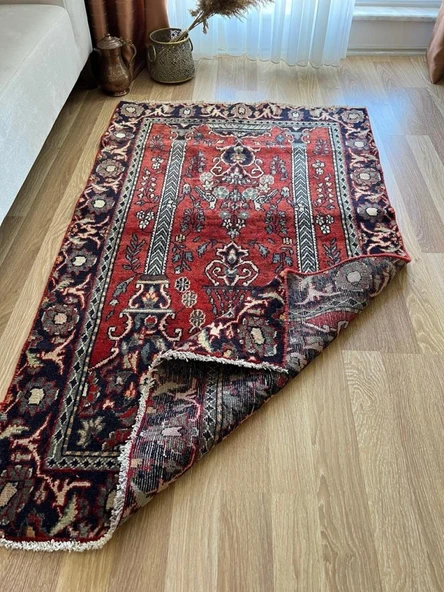 106 x 174 cm Uşak Halısı, Kalın Kısa Tüylü Türk Halısı, Vintage Klasik El Dokuma Ev & Ofis Halısı - 5