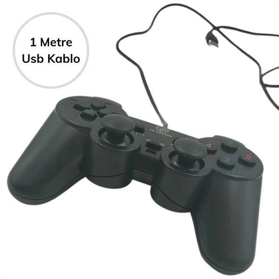 Çift Titreşimli Usb Kablolu Oyun Kolu Pc Uyumlu Vibration Gamepad - 5