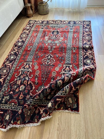 106 x 174 cm Uşak Halısı, Kalın Kısa Tüylü Türk Halısı, Vintage Klasik El Dokuma Ev & Ofis Halısı - 6