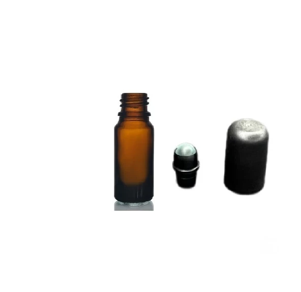 5ml kahverengi cam şişe roll-on şişe, bilye başlıklı şişe, cam şişe, roll-on şişesi, amber şişe,24 adet