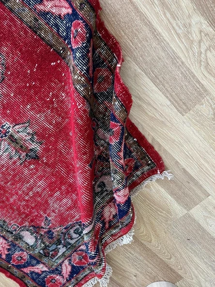 88x336 cm Antika Yolluk, Vintage Uzun Koridor Halısı, Kırmızı El Dokuma Anadolu Yolluk - 7