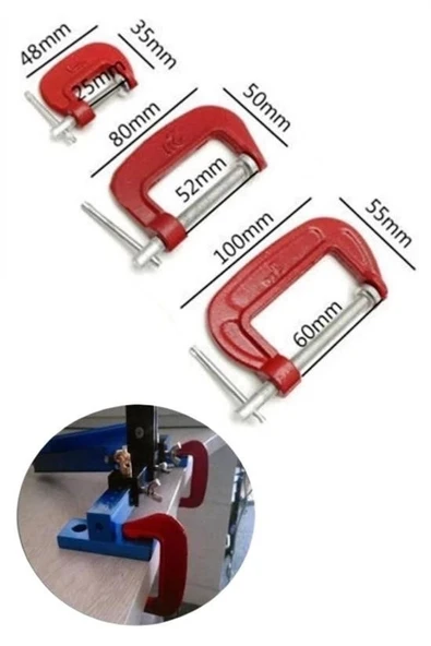 Doğrama Ve Metal Sıkma Sıkıştırma İçin 3lü Mini Mengene Aparat - Resim 7