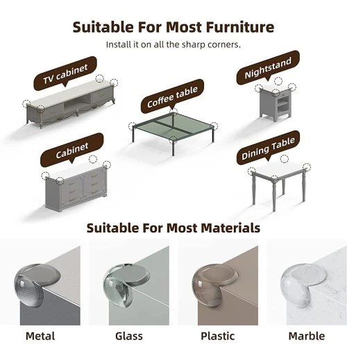 Periboia Silikon Şeffaf Masa Kenarı Köşe Koruması