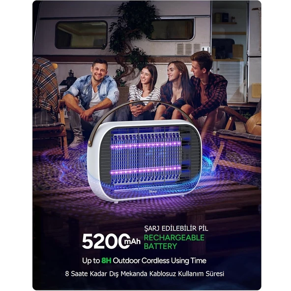 Rowenger MA15C UV-LED Işıklı 5200mAh Şarjlı + Elektrikli Sivrisinek Öldürücü Lamba Sinek Öldürücü - 2