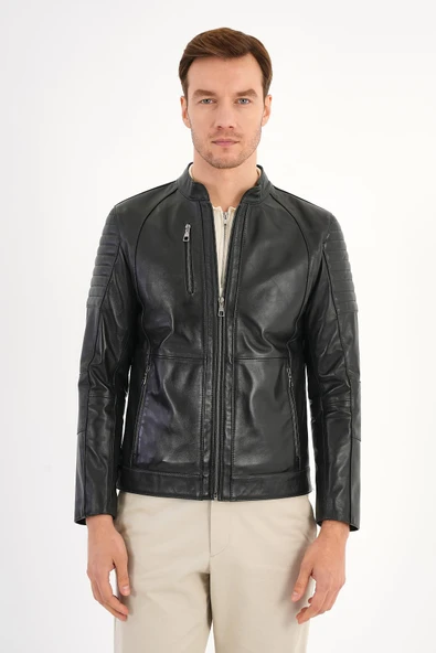 Frank Siyah Deri Mont