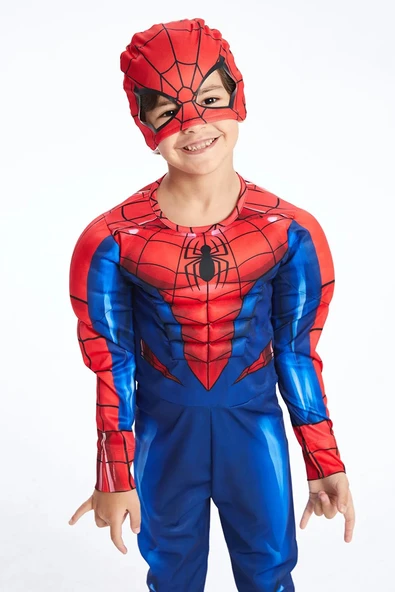 Life For Moda Erkek Çocuk Spiderman Kostümü Kaslı Maskeli Örümcek Adam Kostümü Parti Kıyafeti - 4