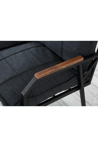 Mygusi "" Hayal Balkon, Bahçe, Cafe - Metal Kanepe Koltuk Takımı - 2+1+1 Antrasit - Resim 4