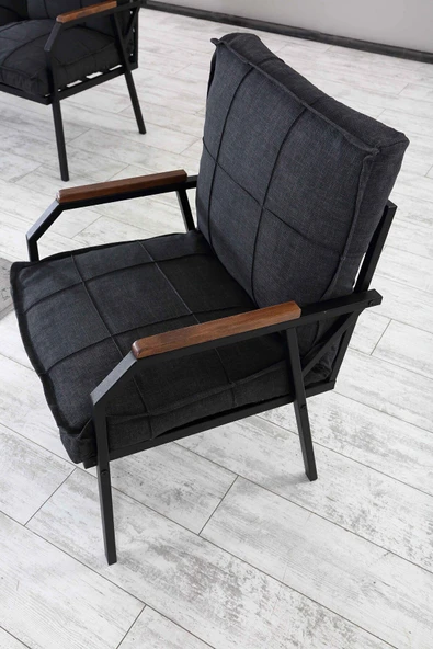 Mygusi "" Hayal Balkon, Bahçe, Cafe - Metal Kanepe Koltuk Takımı - 2+1+1 Antrasit - Resim 3