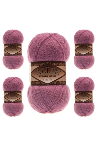 Alize Angora Gold Simli 28 Gül Renk El Örgü Ipi - 5 Adet