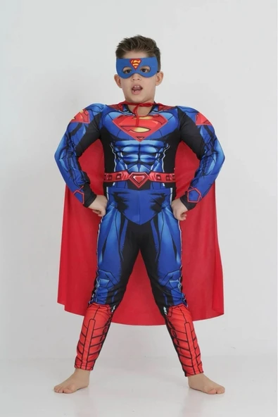 Life For Moda Erkek Çocuk Kaslı Superman Kostümü - Süper Kahraman Kostümü, Parti Kostümü - 6