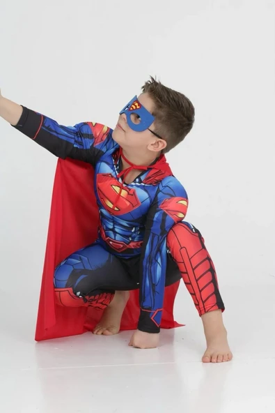 Life For Moda Erkek Çocuk Kaslı Superman Kostümü - Süper Kahraman Kostümü, Parti Kostümü - 4