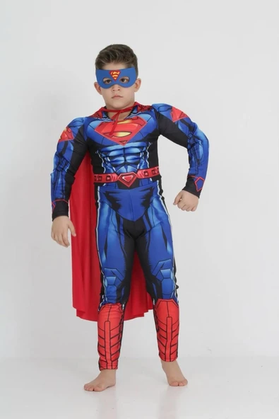 Life For Moda Erkek Çocuk Kaslı Superman Kostümü - Süper Kahraman Kostümü, Parti Kostümü - 3