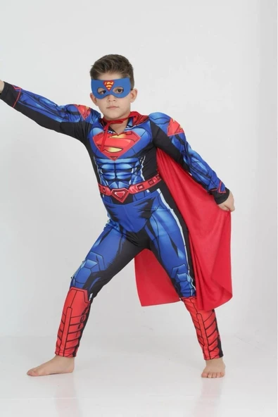 Life For Moda Erkek Çocuk Kaslı Superman Kostümü - Süper Kahraman Kostümü, Parti Kostümü - 2
