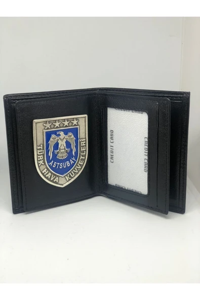 Trendcüzdan Astsubay Cüzdan Gümüş Kaplama Hava Kuvvetleri Hakiki Deri
