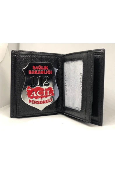 Trendcüzdan SAĞLIK BAKANLIĞI 112 ACİL SERVİS PERSONELİ KLASİK CÜZDAN HAKİKİ DERİ - 1
