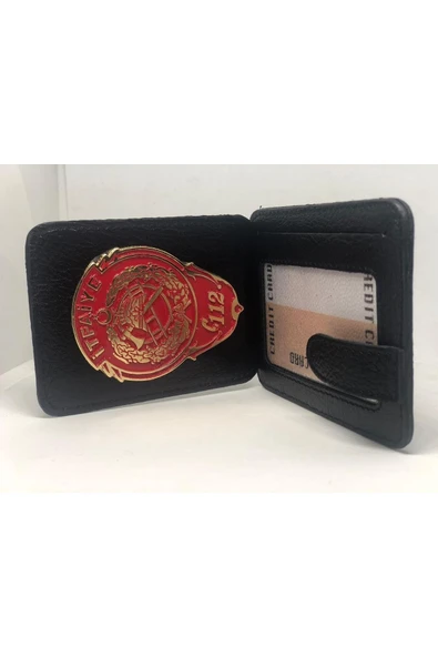 Trendcüzdan Itfaiye Rozetli Kredi Kartlık Hakiki Deri