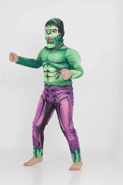 Life For Moda Erkek Çocuk Kaslı Hulk Yeşil Adam Süper Kahraman Kostümü