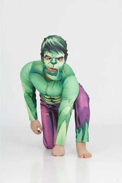 Life For Moda Erkek Çocuk Kaslı Hulk Yeşil Adam Süper Kahraman Kostümü - 2