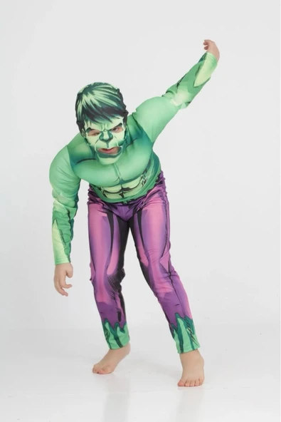 Life For Moda Erkek Çocuk Kaslı Hulk Yeşil Adam Süper Kahraman Kostümü - 5