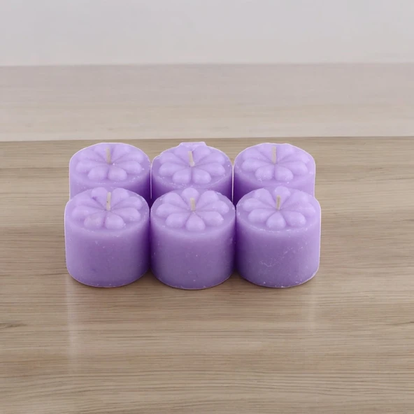 Baton Mum Mini 6'lı Mor Renk Silindir Dekoratif Mumu Kandil Hediyelik Fitilli Mumlar Şamdan Kokusuz - 3