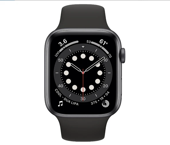 Apple Watch Seri 6 44mm GPS Space Gray Alüminyum Kasa ve Siyah Spor Kordon M00H3TU/A