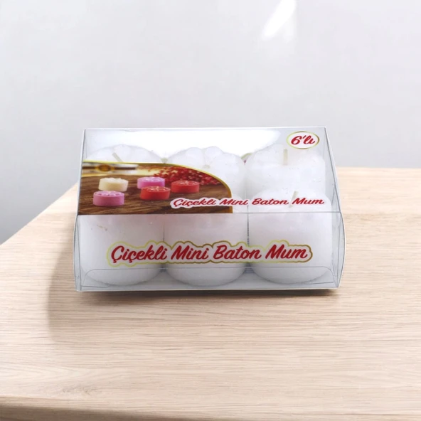 Baton Mum Mini 6'lı Beyaz Silindir Dekoratif Mumu Kandil Hediyelik Fitilli Mumlar Şamdan Kokusuz - 2