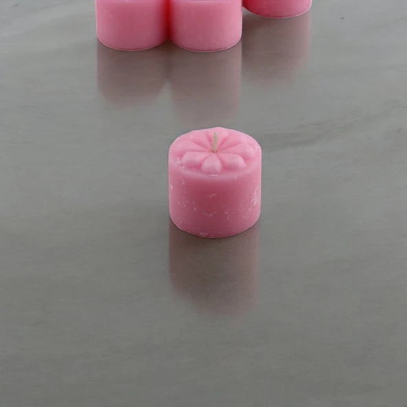 Baton Mum Mini 6'lı Pembe Silindir Dekoratif Mumu Kandil Hediyelik Fitilli Mumlar Şamdan Kokusuz - 7