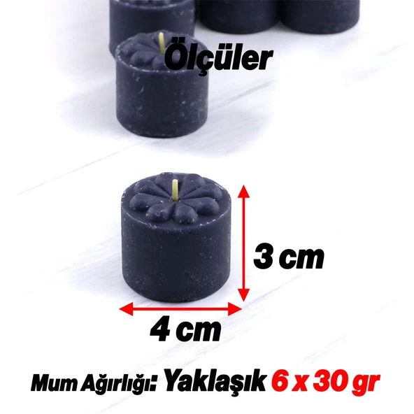 Baton Mum Mini 6'lı Siyah Silindir Dekoratif Mumu Kandil Hediyelik Fitilli Mumlar Şamdan Kokusuz - 4