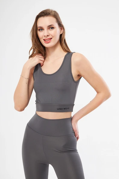 Halter Yaka Spor Sütyeni Crop Top - 3
