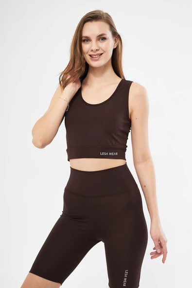 Halter Yaka Spor Sütyeni Crop Top - Resim 7