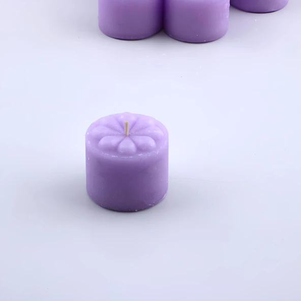 Baton Mum Mini 6'lı Mor Renk Silindir Dekoratif Mumu Kandil Hediyelik Fitilli Mumlar Şamdan Kokusuz - 5